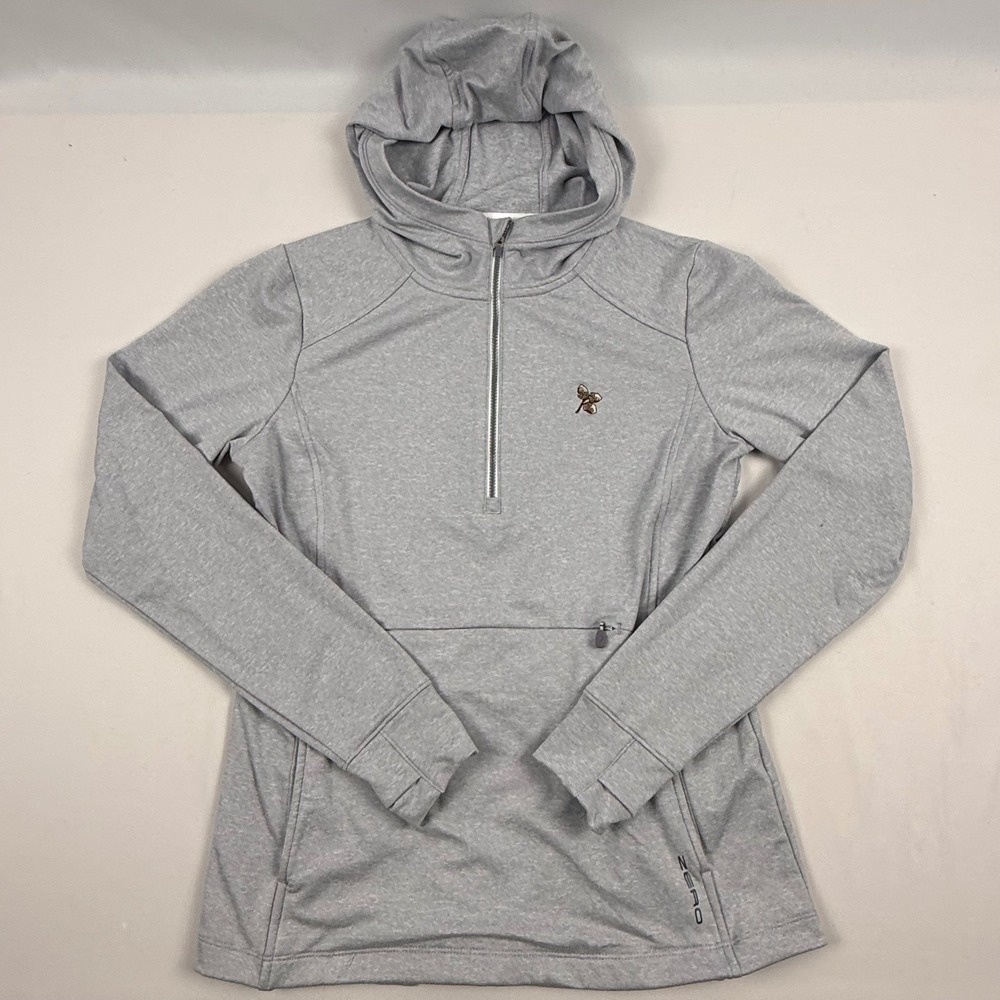 Zero Restriction Womens Gray 1/4 Zip Performance Hoodie Thumbhole Small Acorn - Picture 2 of 13